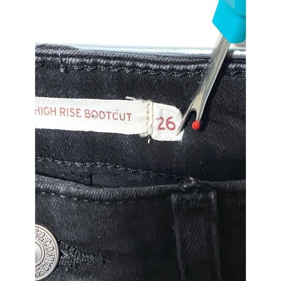 Levis 725 High Rise Bootcut Black Jeans Womens 23x26.5 Western Flare Stretch Y2K - Picture 6 of 11